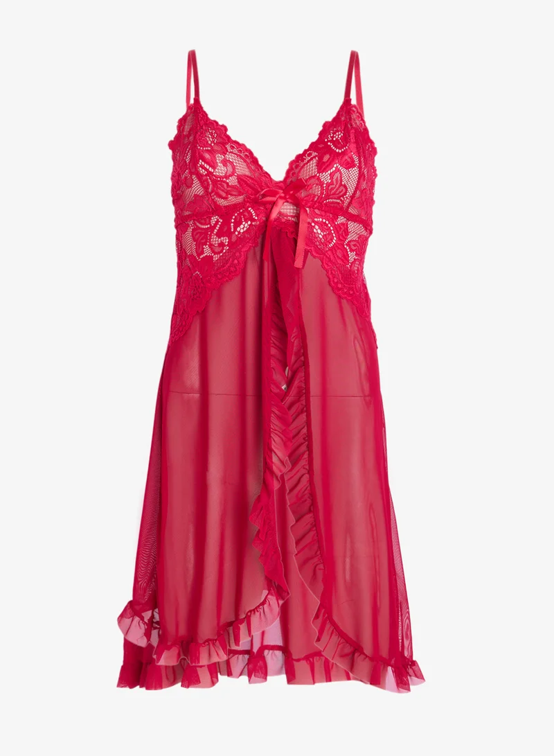 Ginger Lace Babydoll Slip with Brief Set